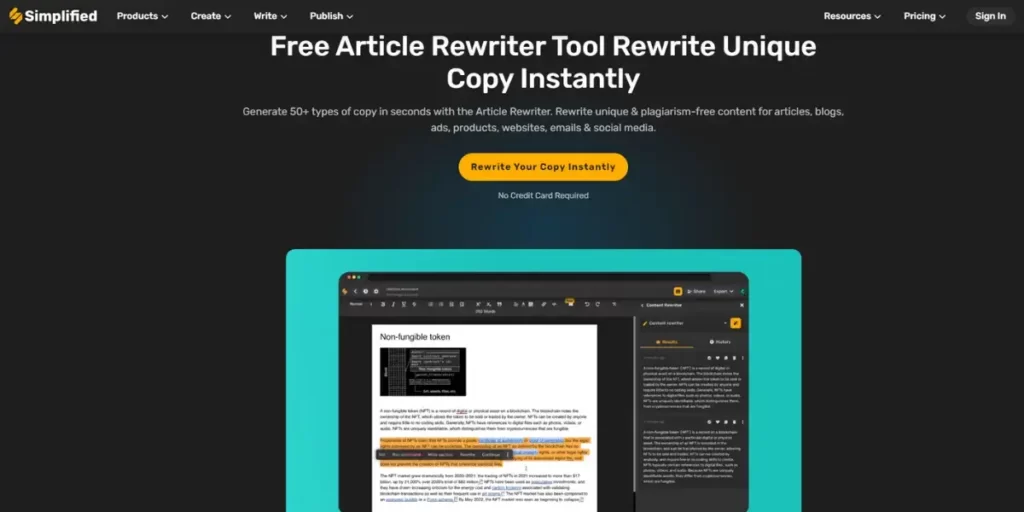 simplified best paraphrasing tool free online |AI Content Rewriter Tools 