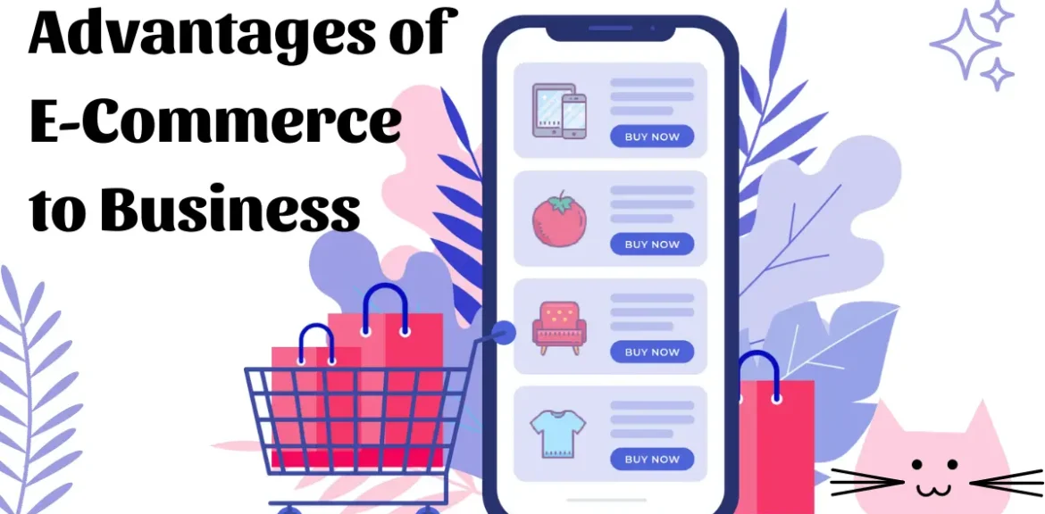 Image is showing mobile version of e commerce with advantages of e commerce for business
